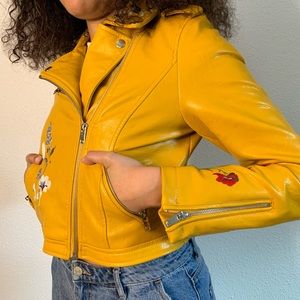 Embroidered leather jacket